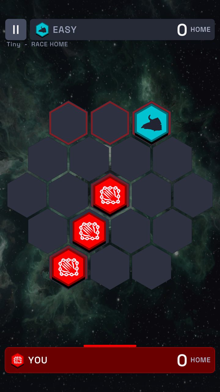 A two-army BumpHex game in progress