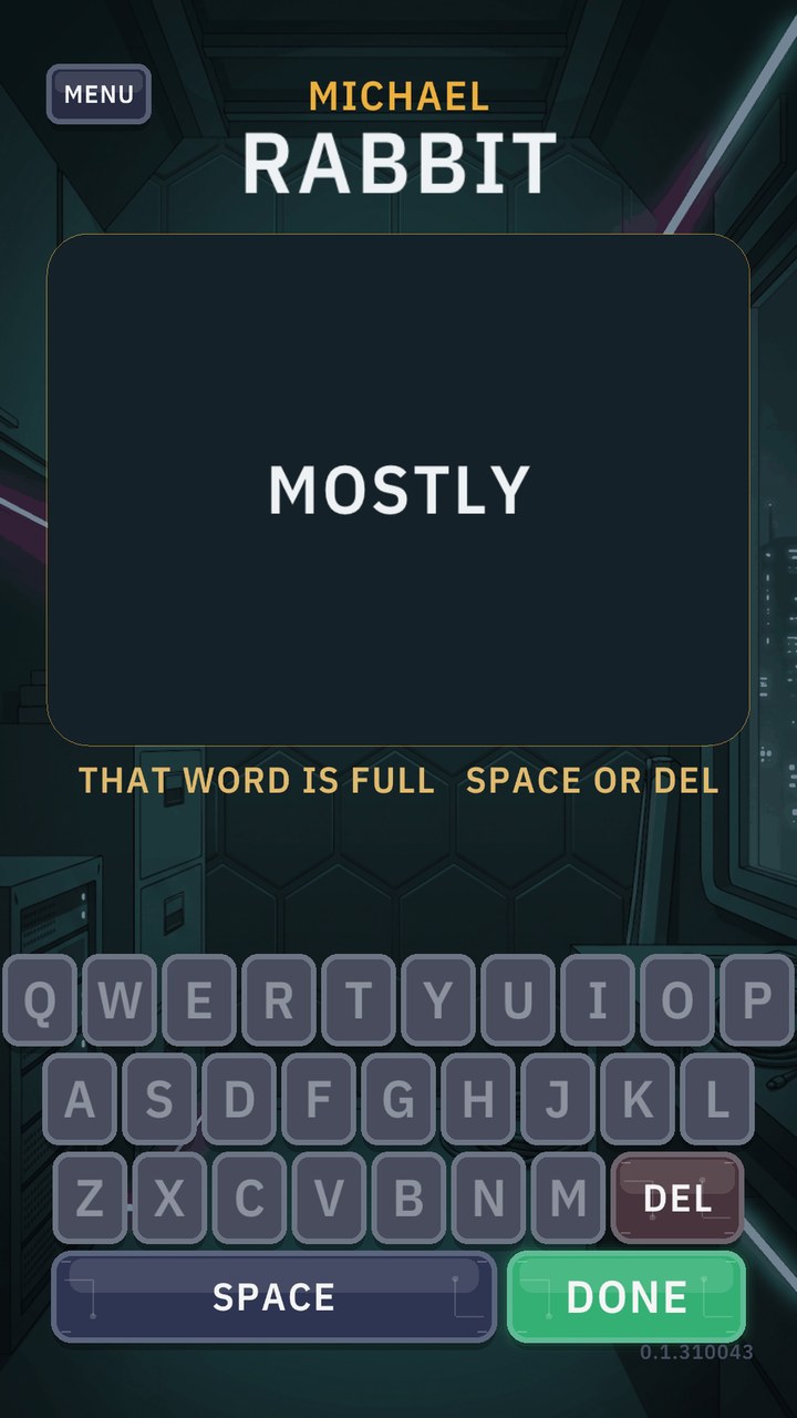 Writing an answer on the game’s own on-screen keyboard