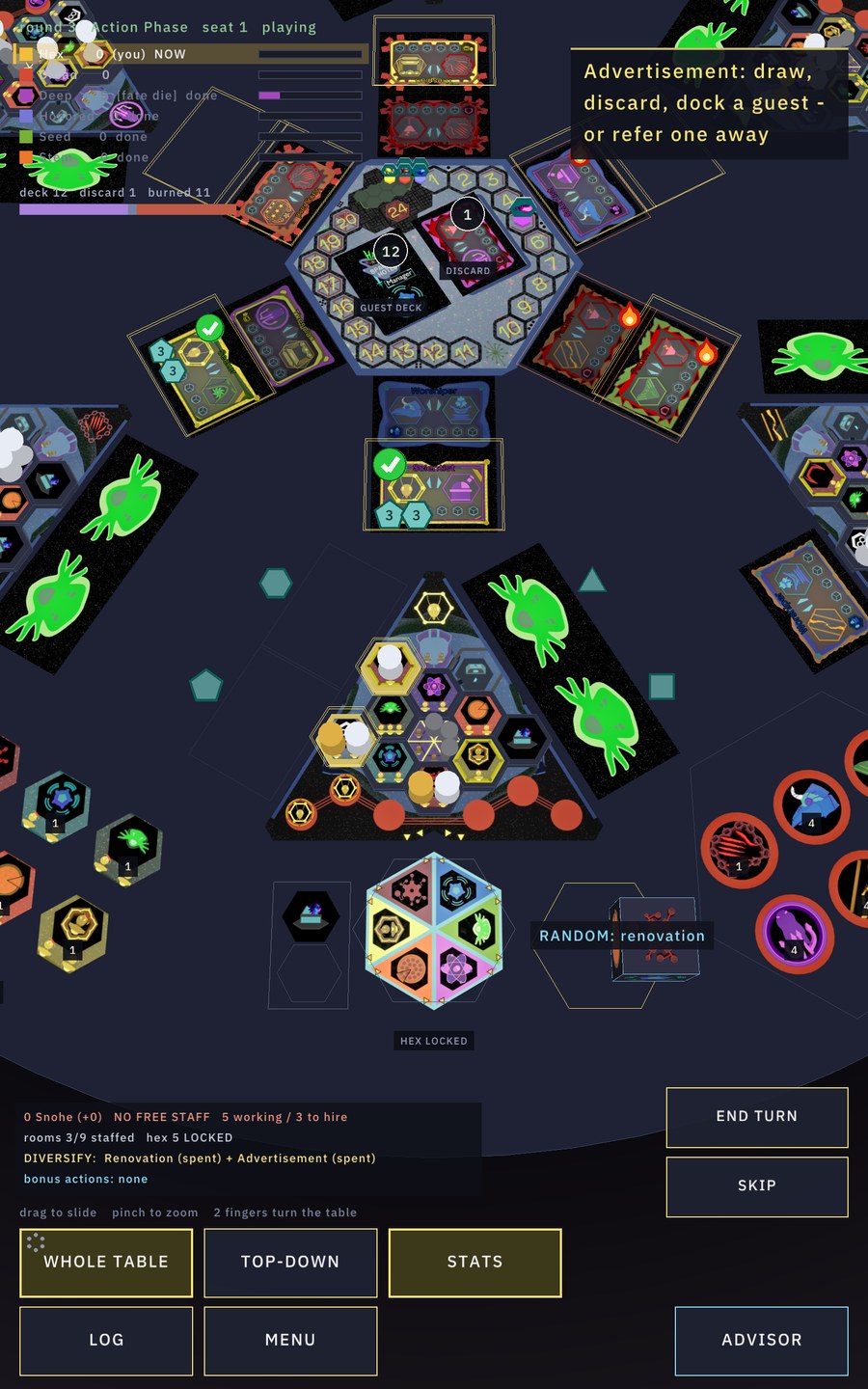Leaning in: the guest deck, the orbits and the Action Hex up close
